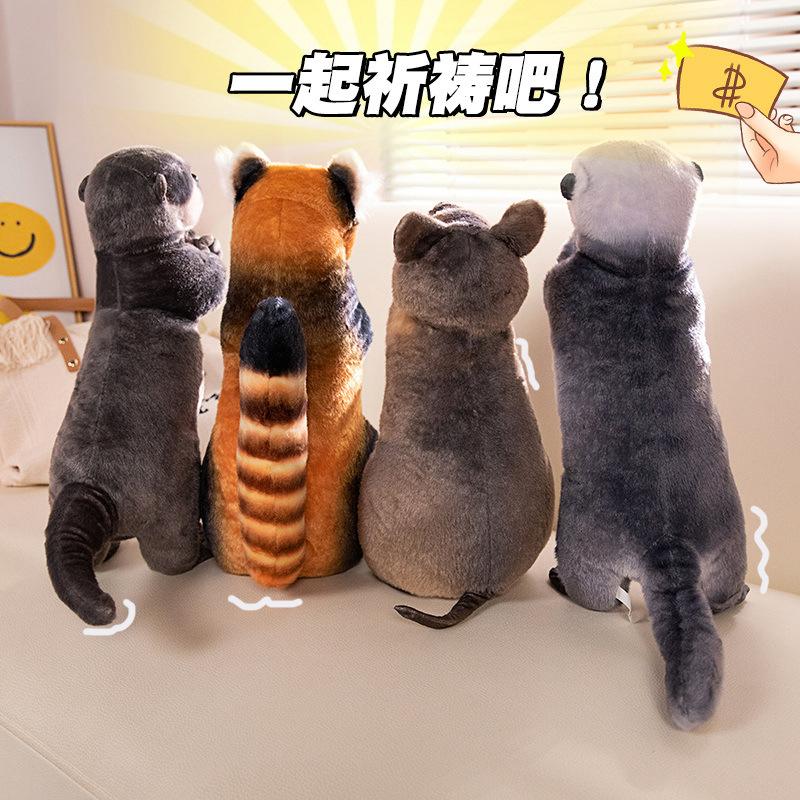 Prayer And Thanks Animal Series Simulation Animal Plush Toy Red Panda Otter Handshake Prayer And Thanks Doll