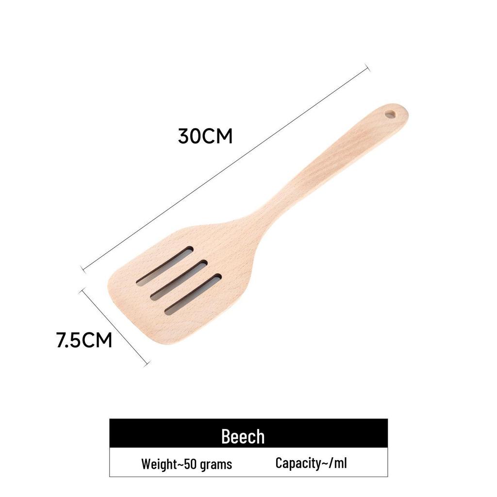Beech Wood Long Handle Cooking Spatula Set - Unpainted & Unwaxed, Includes Large Porridge & Oil Spoon, Ideal Household Gift