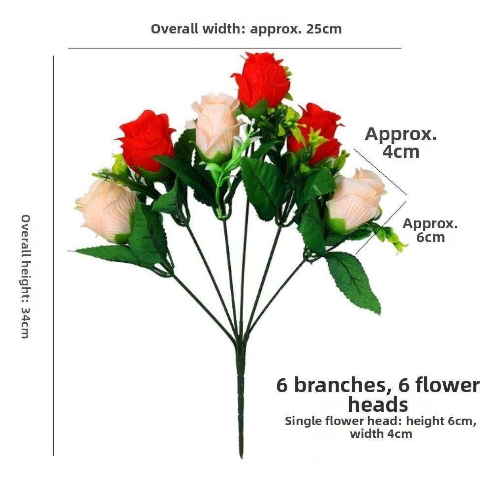 New 6 Heads Real Happy Flower 7 Colors Photography Photo Gift Natural Simulated Rose Buds Crystal Grass Bouquet Home Decorative