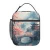 Japanese Pagoda And Cherry Blossoms Insulated Lunch Bag for Women Children Portable Food Boxes Thermal Lunch Box Tote