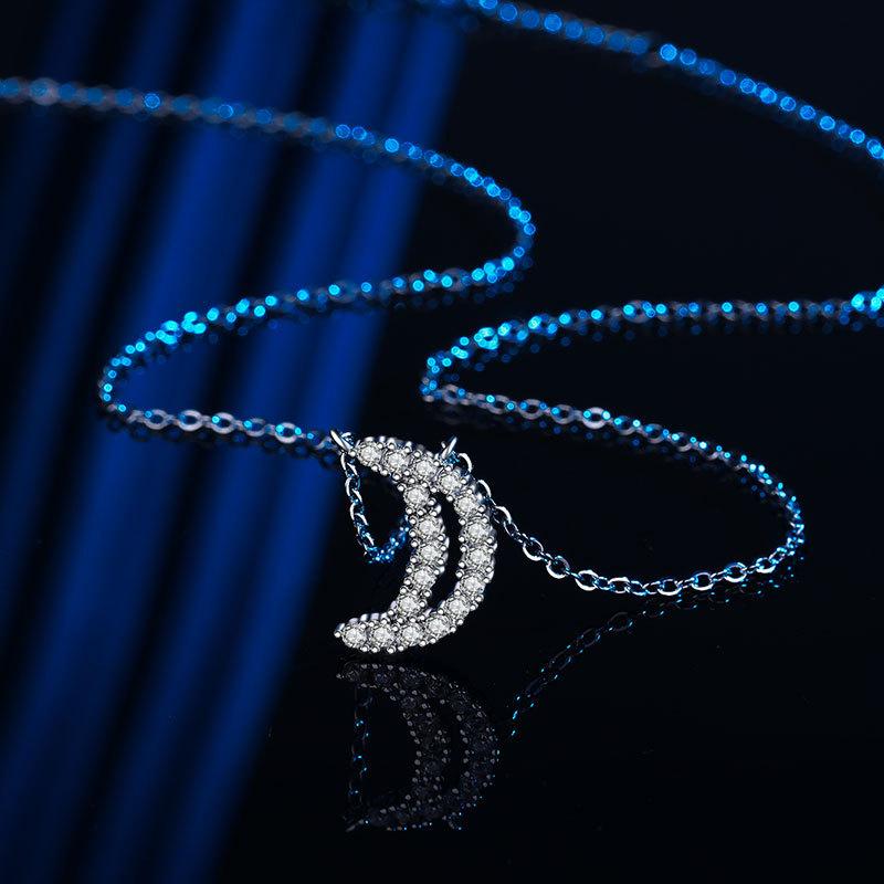 Naszyjnik Księżyc Kobiety Łańcuszek Rzadki Luksusowy Pozłacany Inkrustowany Japonia i Korea Południowa Prosty Studencki Wisiorek