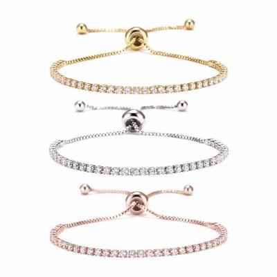 Adjustable Crystal Tennis Bracelet Glitter String Jewelry Accessories Multicolor CZ Bracelet Wedding Jewelry Stretch Fit