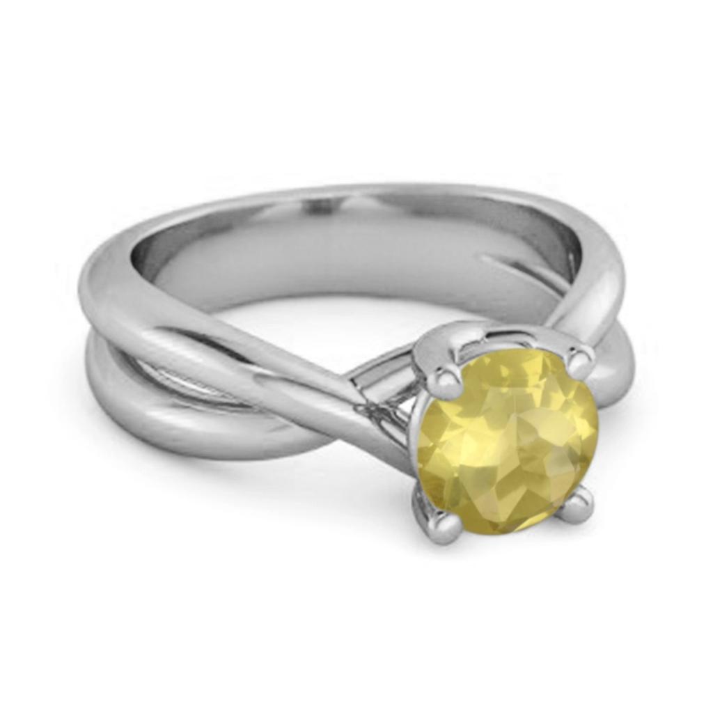 Lemon Quartz Crisscross Band Ring - 925 Sterling Silver