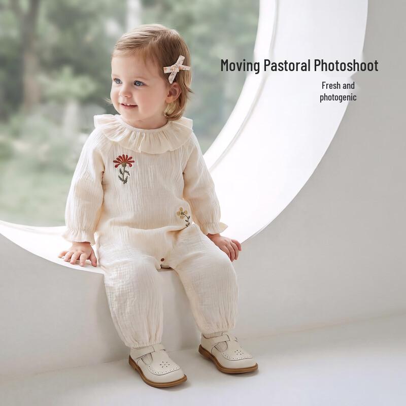 Babylove Girls' Ruffled Collar Cotton Bodysuit