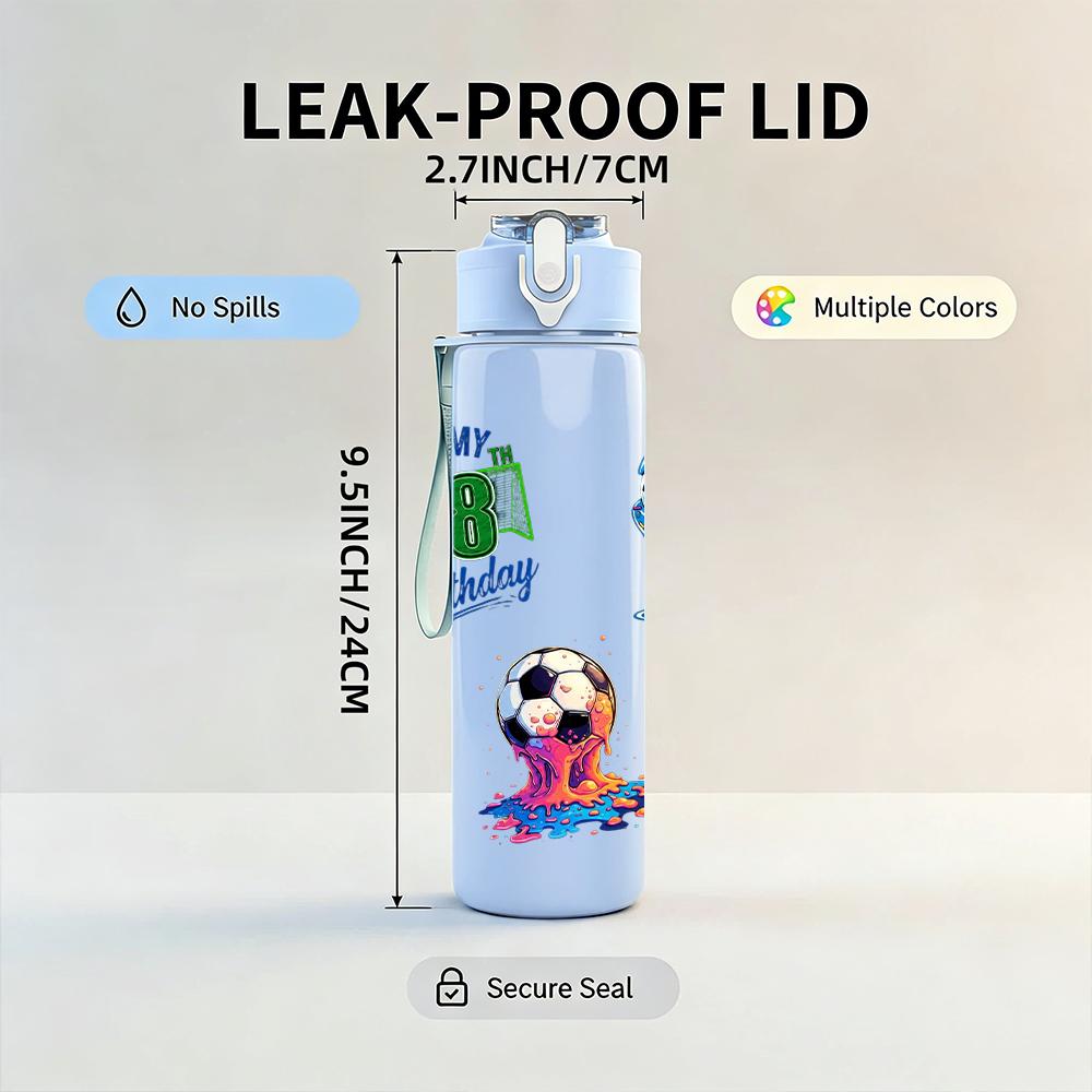 1PC Two Character Birthday Cartoon Pair 750ml Color Plastic Water Bottle Leakproof Flip Straw Lid For Sports Office Home Use