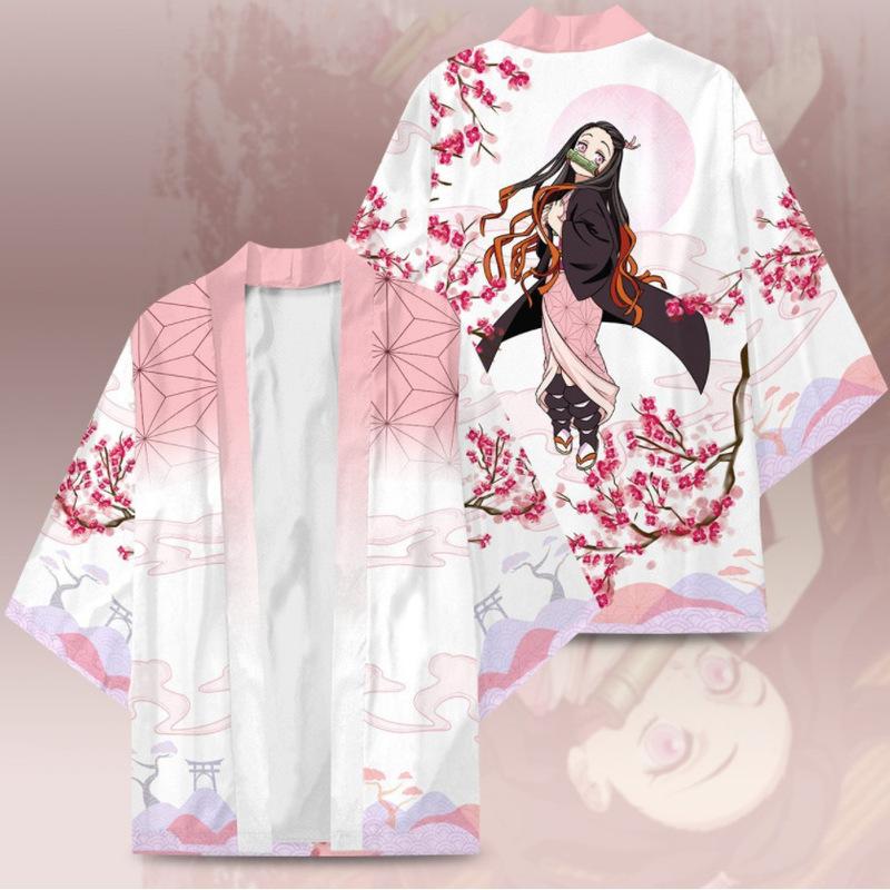 

Demon Cartoon Slayer Printed Top Tanjiro Kamado Agatsuma Zenitsu Costume Cosplay Pink,L