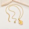 Jewelry Fashion Ladies Stainless Steel Zircon Oval Virgin Gold Pendant Necklace Pn-2158