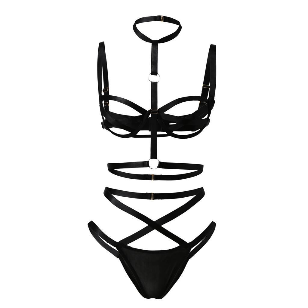 Two Pieces Women'S Sexy Split Strap Set Erotic Underwear Hollow Out Sexy Fun Underwears Set Woman Erotic Lingeries Intimates