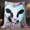 1PC Custom Name Love Cows Art Outdooor Flannel Blankets Patterns Throw Blanket All-Season Soft Gift for Couch, Bed, Camping Gifts