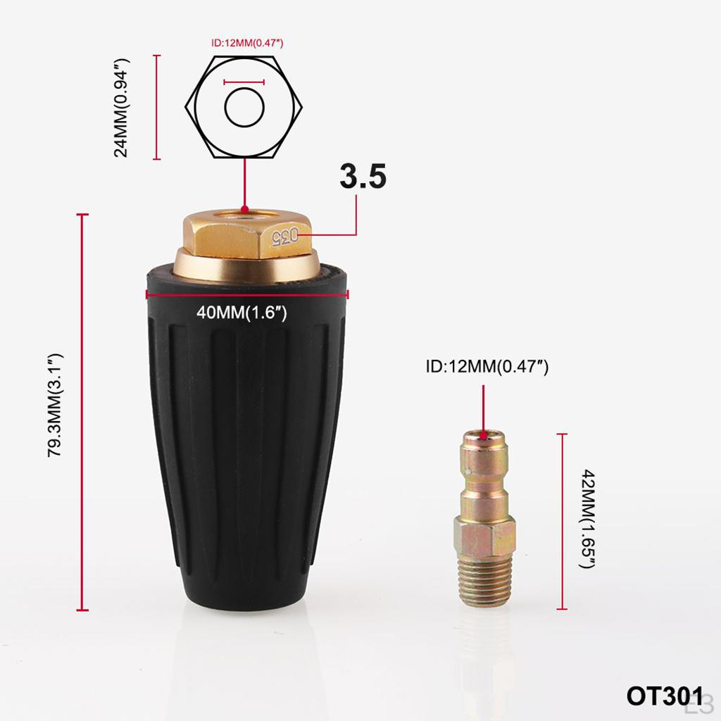 Rotating Nozzle for Pressure Washer 3600PSI 2.5GPM-4.0GPM 1/4 Inch