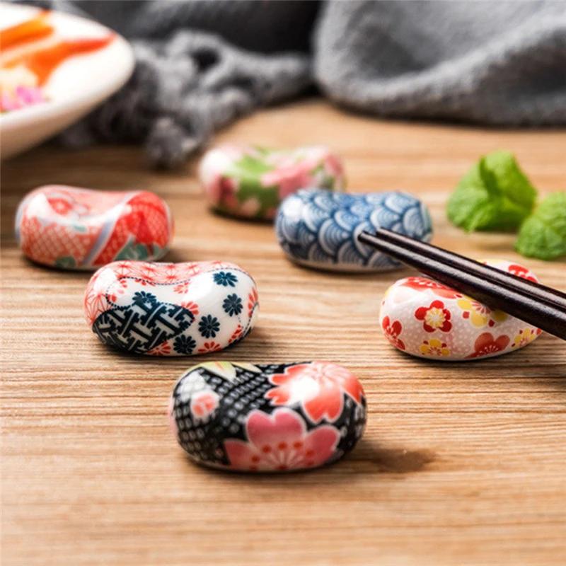 1-3pcs 6 Style Chopstick Rest Japanese Chopsticks Ceramic Decorative  Holder Rack Spoon Fork Kitchen Tools Tableware Accessories