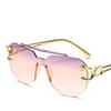 New Fashion Rimless Sunglasses For Men Double Bridge Style Leopard Aviator Frame Oval Female Sunglasses Glasses For Women Uv400