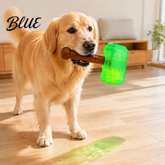 Outdoor Training Toys 2Pcs Squeaky Hammer Dog with Tennis Ball Inside, Interactive Fetch Toys, Inside Toy Rubber Chew for Medium Large Dogs