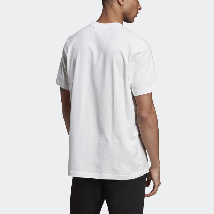 Adidas Originals Trefoil Filled Label Print Short Sleeve T-Shirt Men Tops White ED6938