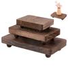 1set 3pcs 3 Sizes Wood Display Risers Rectangle Coconut Brown 11~21x8~12x3.3~3.9cm 1pc/size