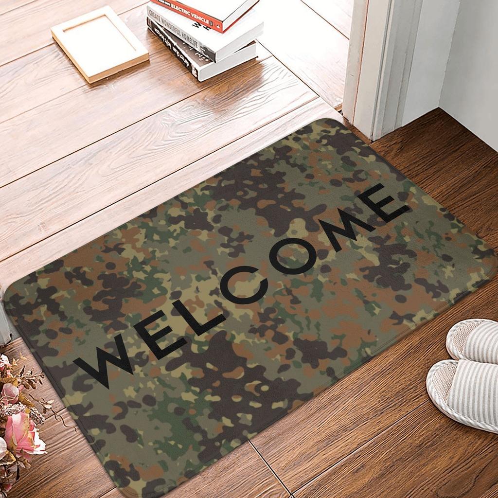 Flecktarn Camo Floor Door Bath Kitchen Mats Anti-Slip Outdoor Military Camouflage Doormat Toilet Entrance Rug Carpet Footpad