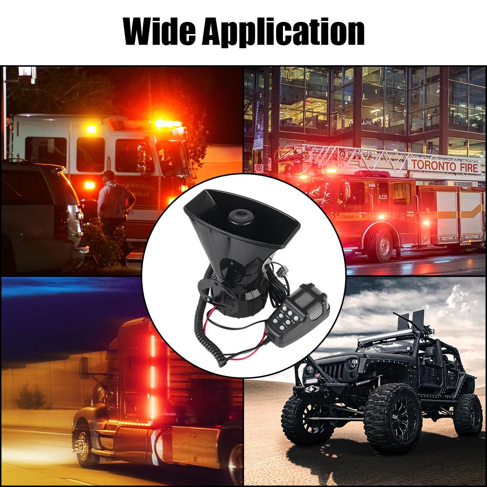 Police Siren Air Horn Speaker Button backlight 12V 100W 120DB Loud Multi-tone & Claxon Horn Car Warning Alarm Megaphone Car Horn