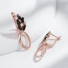 Fashion  Rose Gold Color Glossy Hollow Geometric Drop Earring For Women Shiny Black Natural Zircon Daily Fine Jewelry