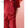 Xuanliang New Chinese Style Pajamas Women's Summer Ice Silk Short-Sleeved Pants Red Wedding Simulation Silk Home Furnishing Set