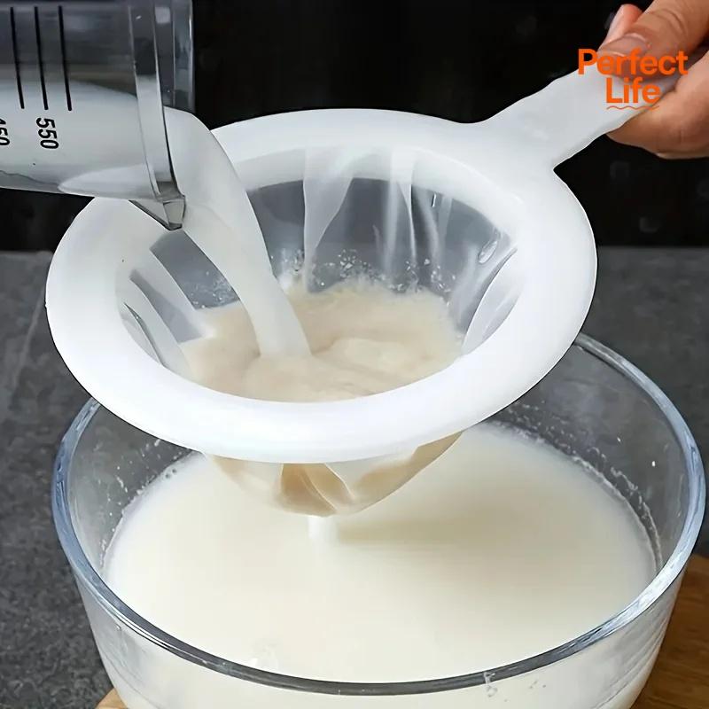 1Pcs Fine Mesh Strainer Spoon for Coffee, Milk, Soy, and Yogurt 100/200/300/400 Mesh Nylon Filter For Kitchen Dining Gadgets