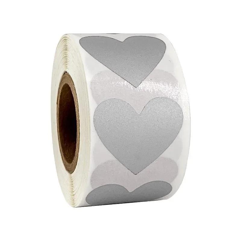 300 Sheets/roll of Heart-shaped Scratch Labels Rose Gold Kawaii School Stickers Thank You Cards for Package Stationery DIY