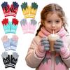 Playful Jacquard Gloves for Daily Wear 1 Pair Kids Winter Gloves, Cozy Thick Lined Mittens with Flexible Knitted Writing Playing Cute Cat Pattern,