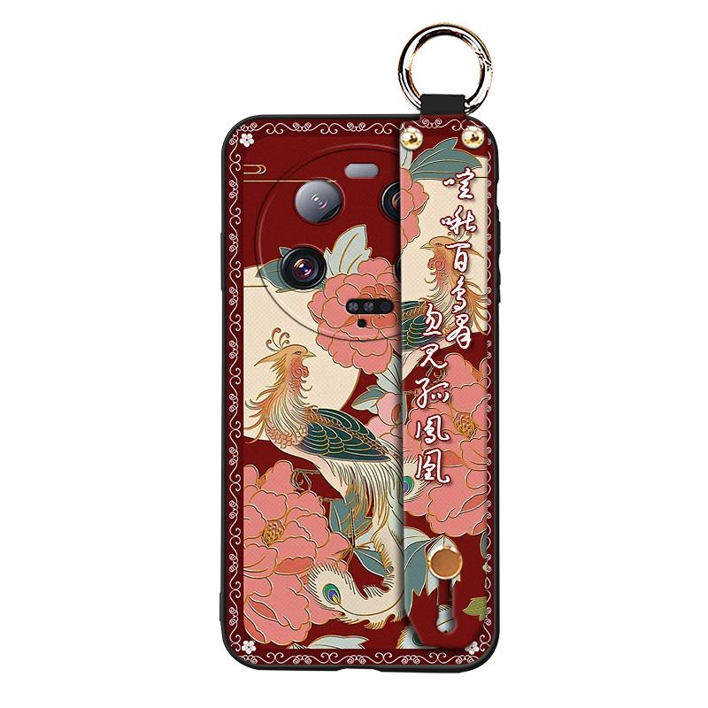Anti-dust Kickstand Phone Case For Xiaomi 13 Ultra Back Cover Phone Holder Silicone Durable Lanyard Elderly Lady Fashion