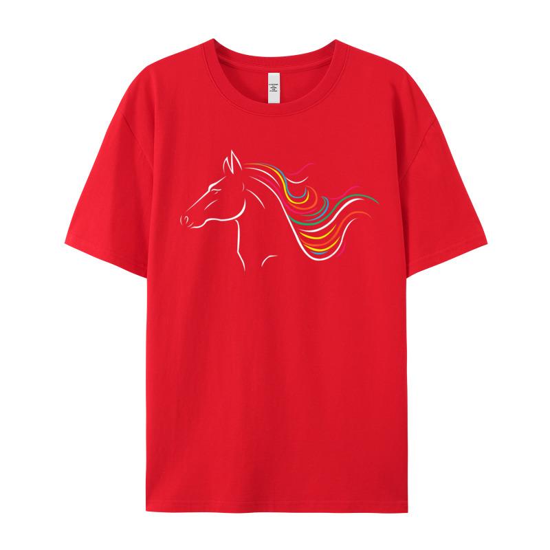 Crazy Short Sleeve Tees Christmas Crew Neck Premium Cotton Unisex T Shirts Horse Art T Shirt Equestrian Crazy Tshirts Classic