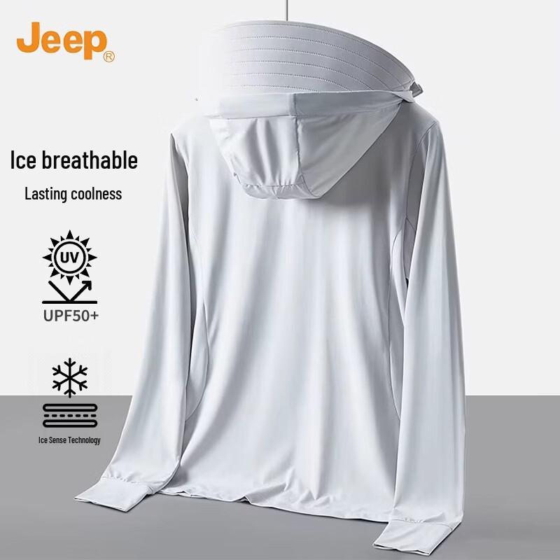 JEEP Men's Ice-Feel UV Protection Sun Jacket with Detachable Hood