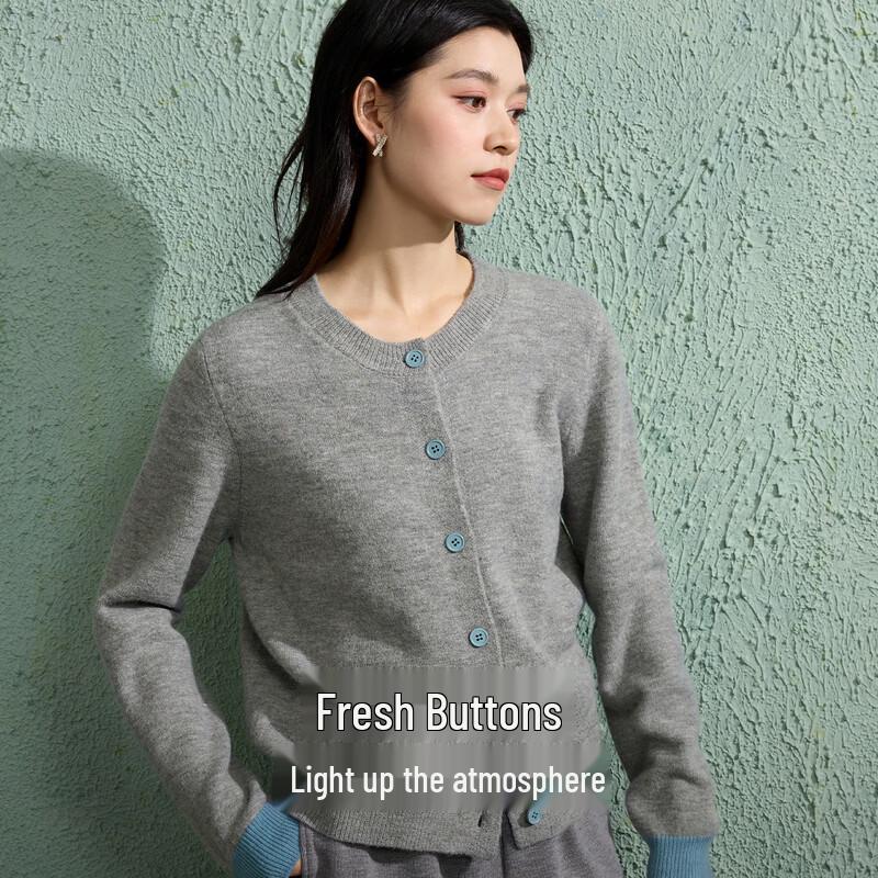 Sancai Plus Size Round Neck Knit Cardigan