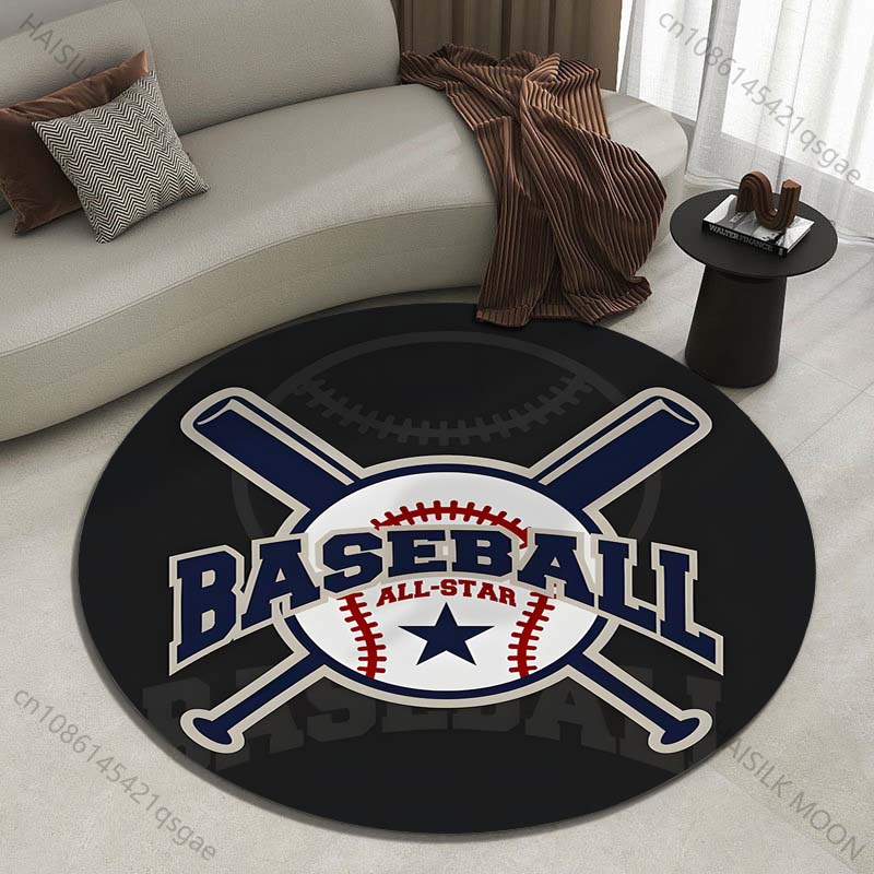 Multiple Sizes Baseball Art Print Round Carpet Living Room Bedroom Table Chair Sofa Decorative Carpet Luxury Gifts