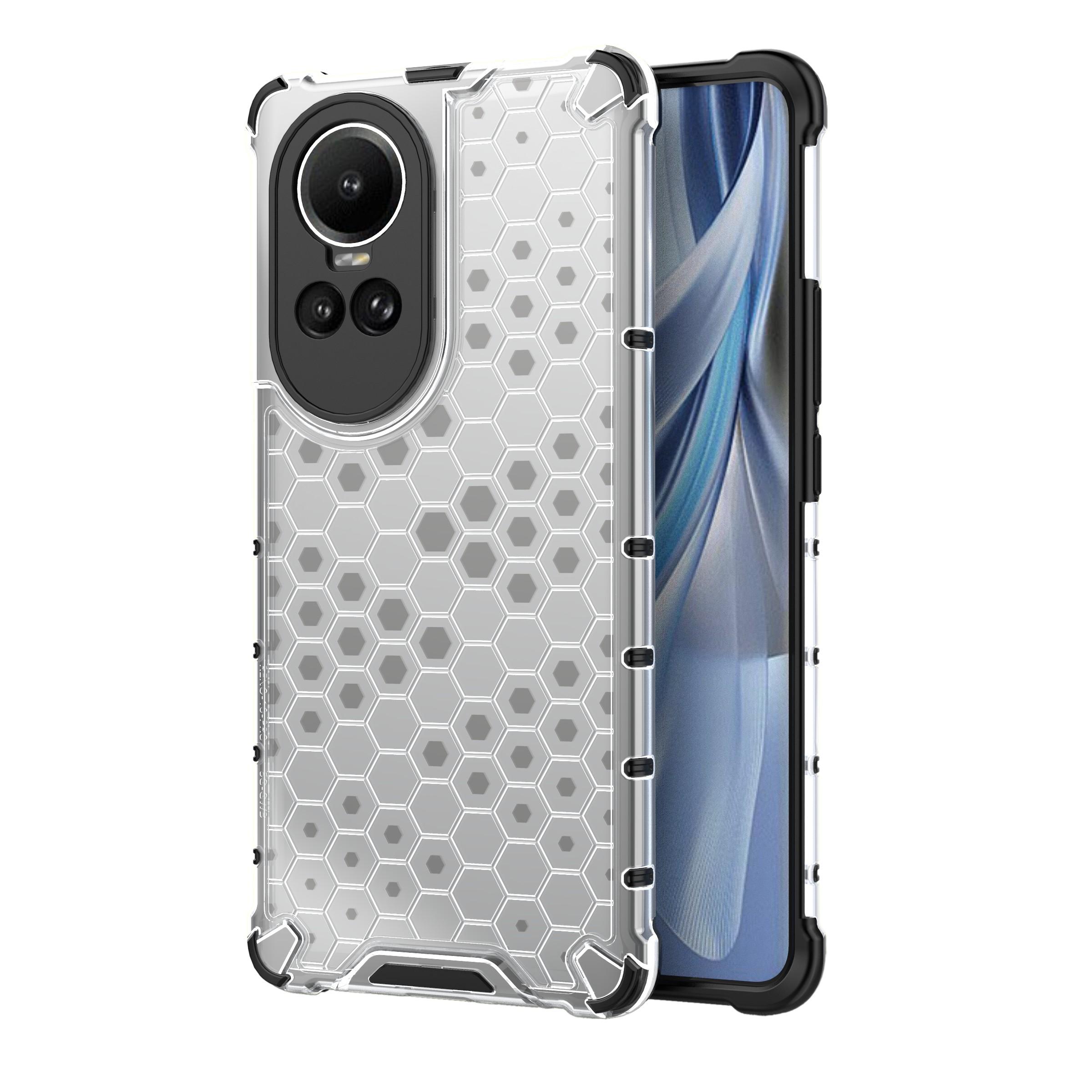 

For Oppo Reno10 5G (Global)/Reno10 Pro 5G (Global) Case Honeycomb Design TPU+PC Smartphone Cover Grey