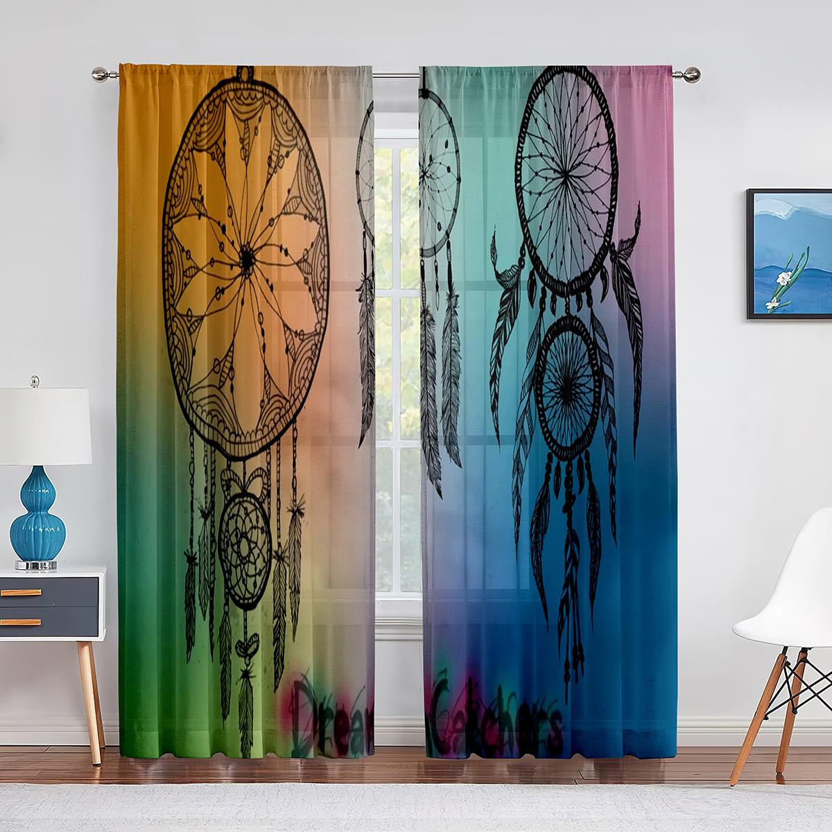 Ловец снов Перо Фиолетовый Прозрачный Вуаль Шторы для Гостиной Домашний Декор Кухни — фото 12