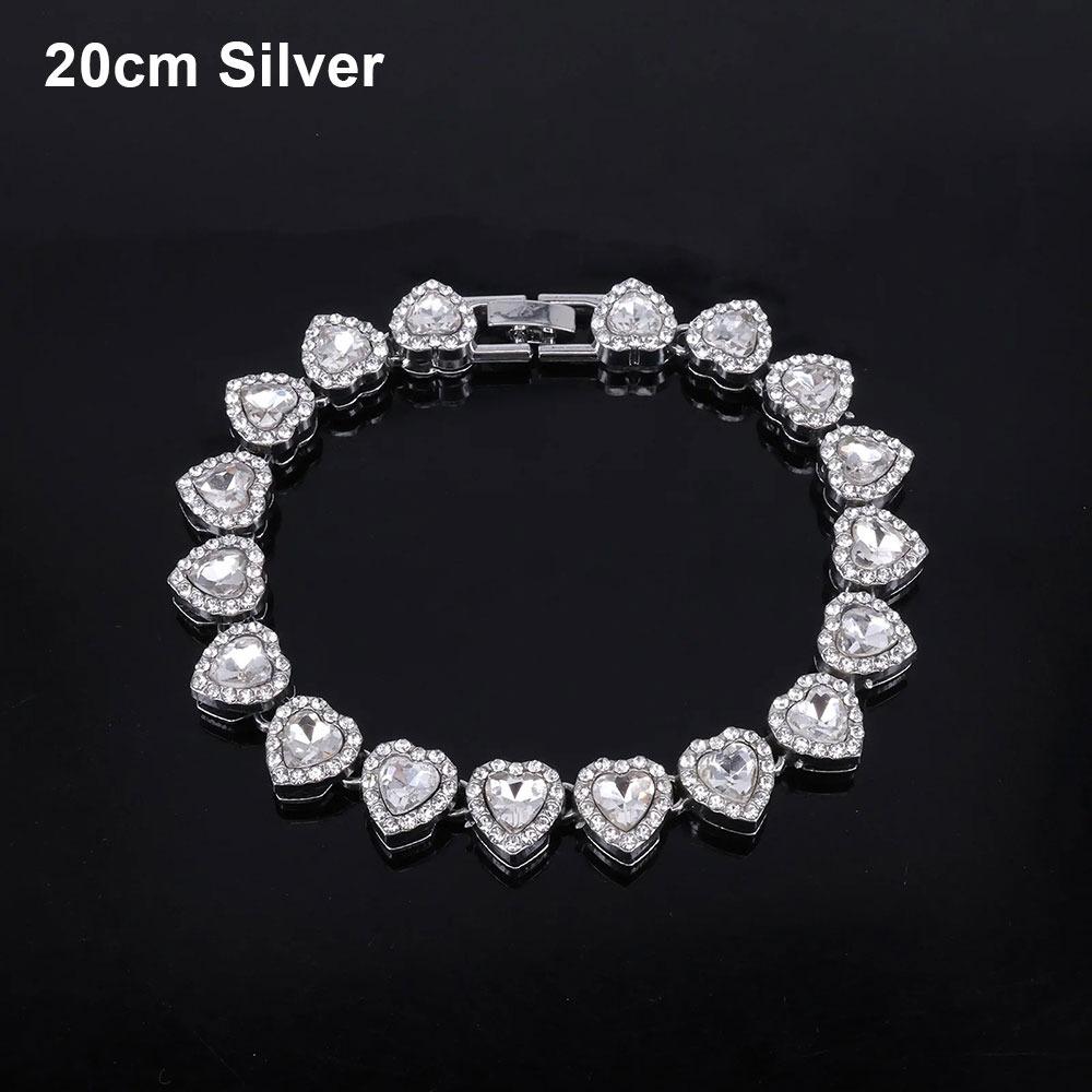1Pcs Heart-shaped Chain Bracelet Alloy Rock Party Jewelry Durable Rhinestone Necklace