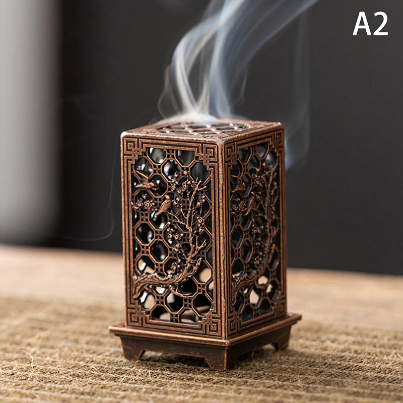 Square Vertical Incense Burner Small Xiangyun Alloy Incense Holder Indoor Aromatherapy Home Ornament Chinese Plum Inense Burners 7