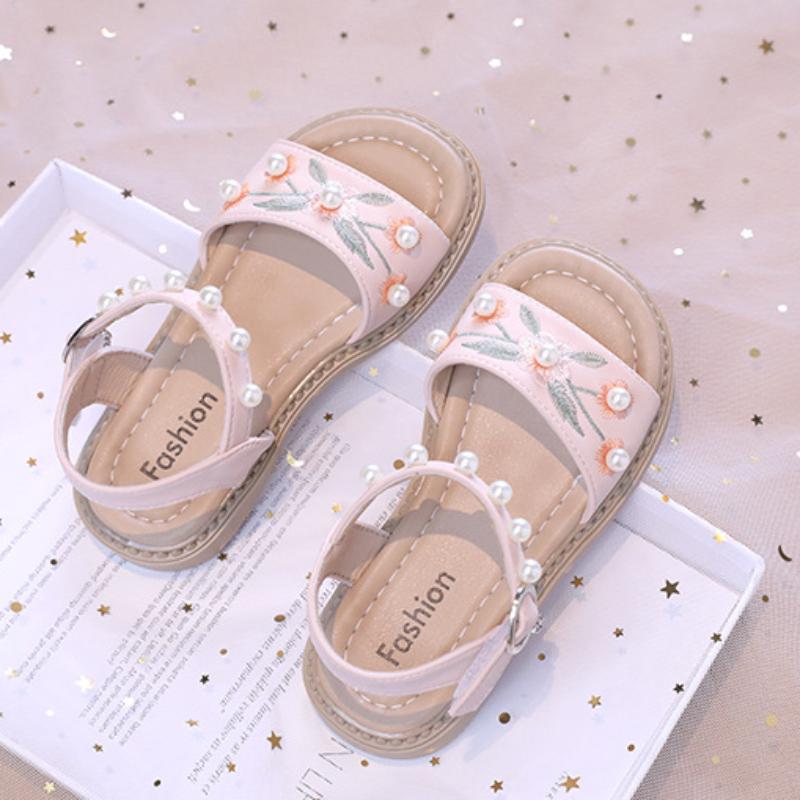 Children's Sandals 2024 Summer Girl Princess Embroider Flower Sandals Fashion National Retro Style Kid Causal Dress Flat Sandals