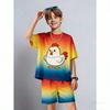 Kids Set Cartoon Chicken Printed Kids T-shirt and Shorts 2 Piece Set Summer Casual Outdoor Boys and Girls Outfit Kids Clothing
