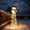 Solar Christmas Yard Art Decor Snowman Garden Stake Light, Flowing Waterfall LED Fairy Light with Waterproof Lawn Ornaments Star Snowflake
