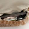 Borsa a tracolla in peluche Y2k con fiocco Borsa a mano pelosa Borsa a spalla in peluche maculato di cervo ispessita per studenti