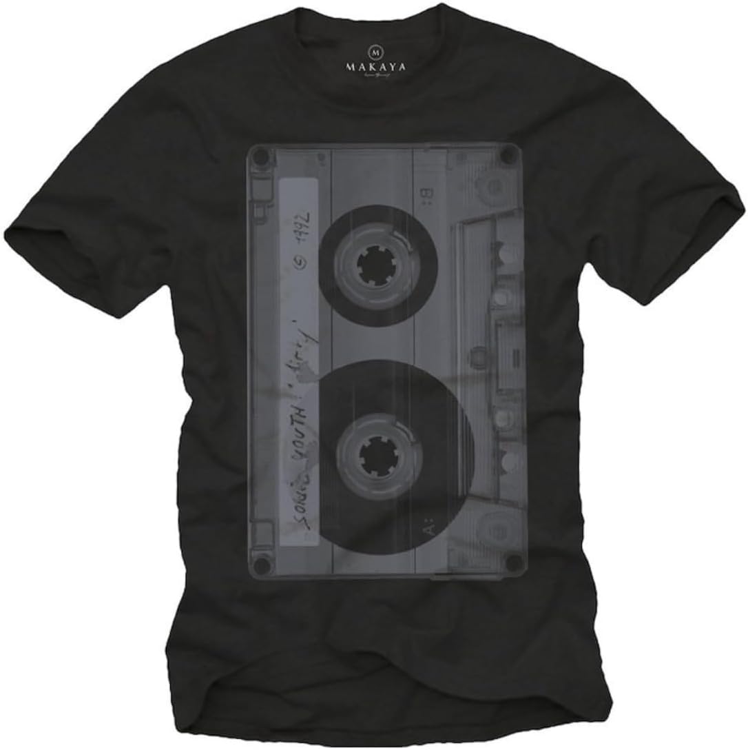 Men s Vintage Music Cassette Tape Graphic Black Tee - Cool Rock Band Inspired Gift for Him S разноцветный
