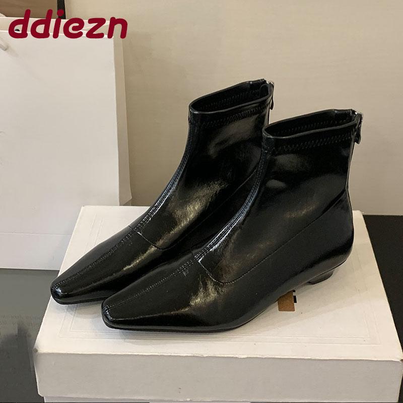 Mode Mode Ballerinas Damen Stiefeletten Schuhe Spitzschuh Damen Ballerinas Stretch Kurze Stiefel Schuhe Damen Reißverschlüsse Schuhe