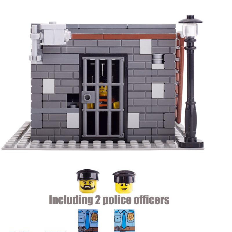 MOC Mini City Soldiers Prison Thief Figures Police Officer Building Blocks Model Street Lamp Monitor Parts Brick Toy For Kids