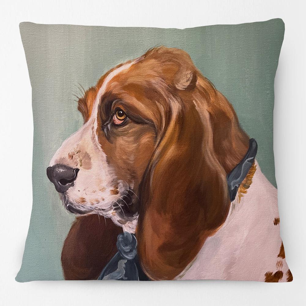 Oil Painting Animals Dachshund Dalmatian Basset Hound Dog Cat And Pheasant Print Cushion Cover Pillow Case