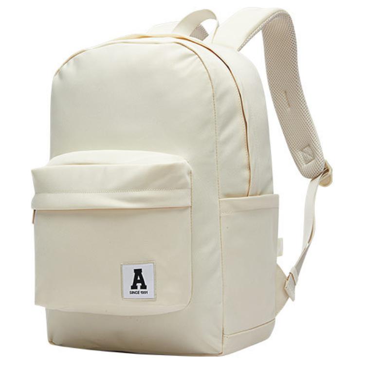 New Anta Life Collection Fabric Top Student Backpack, Students Backpack Unisex Light Beige White 992518151R-14