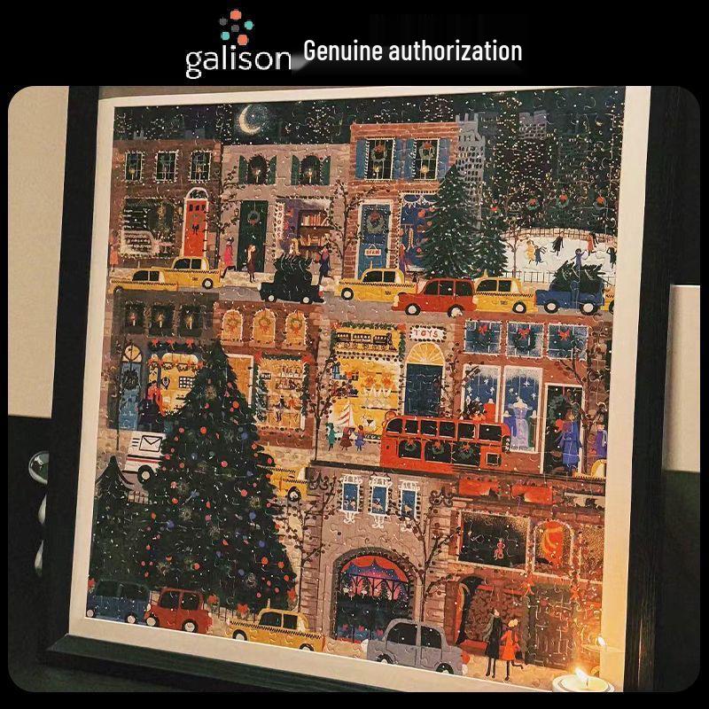 Galison Church Cat Winter Lights Puzzle - Flourishing Garden & Shining City Courtyard Series Winter Lights - Includes Glue