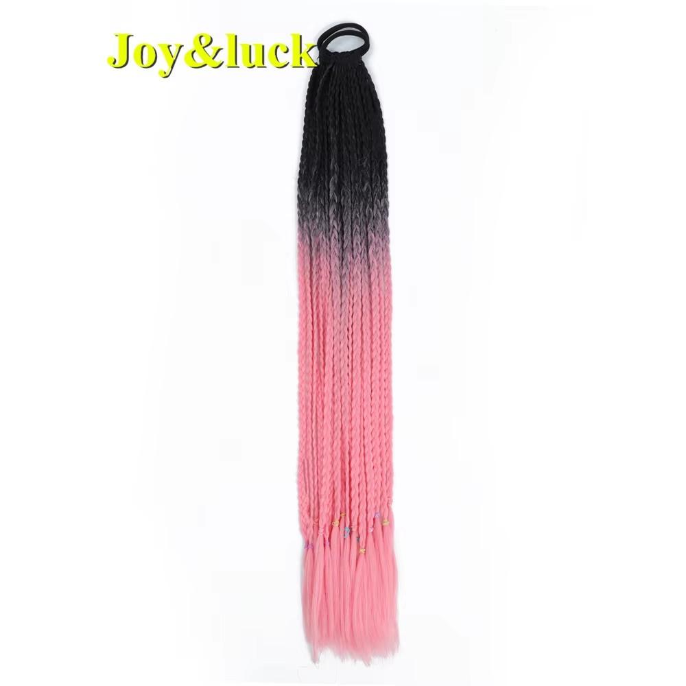 24 Zoll Ombre Yaki Straight Synthetische Haarverlängerungen Mädchen Farbe Geflochten Zopf Gummiband Box Braid