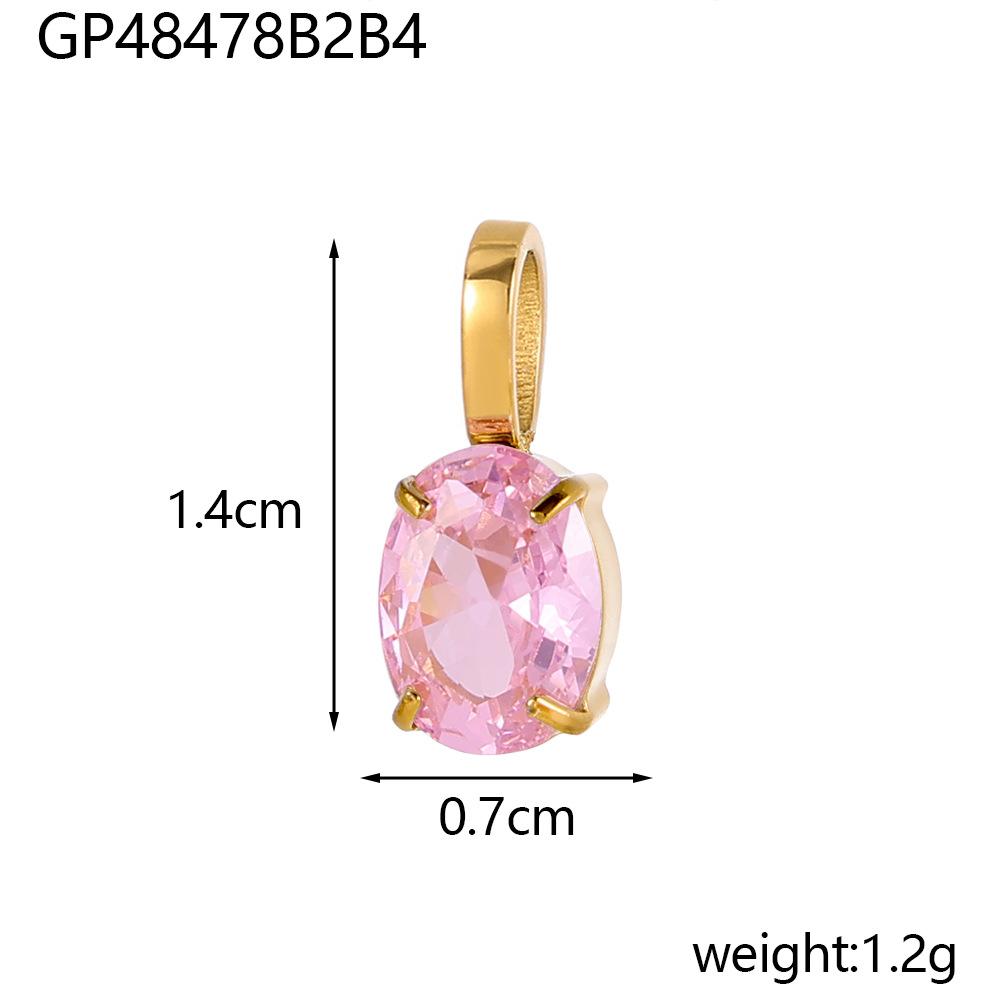 CARLIDANA Good Quality Long Lasting Color Retention Stainless Steel Gold-Plated Colorful Inlaid Transparent Zircon Pendant Charm