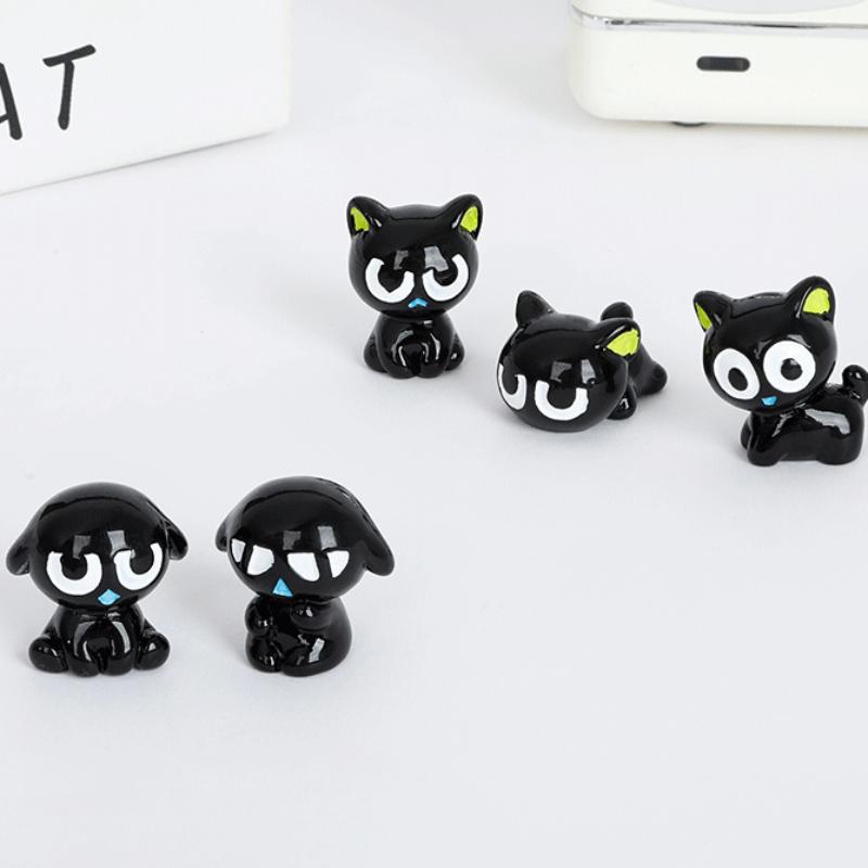 1/5Pcs Cartoon Kitten Desktop Room Decor Cute 3D Black Cats Figurine Miniature Micro Landscape Resin Ornaments Home Decoration