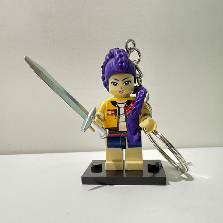 KPOP Demon Hunters Cartoon Doll Building Blocks Kawaii Mini Action Figure Head Assembly Toys Children's Educational Toy Gift