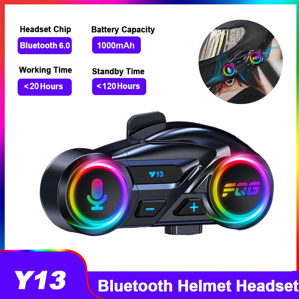 Y13 Motorcycle Bluetooth Helmet Headset Wireless Motorbike Hands-free Call Speaker Kit Waterproof Earphone with Ambient Light